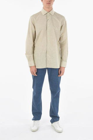 Solid Color Spread Collar Shirt