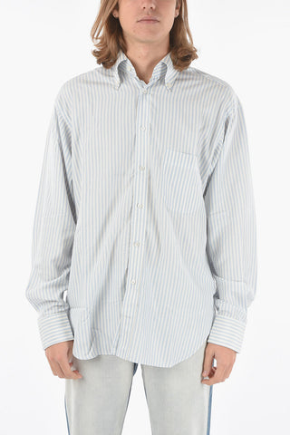 Button-down Awning Stripe Shirt with Breast-pocket