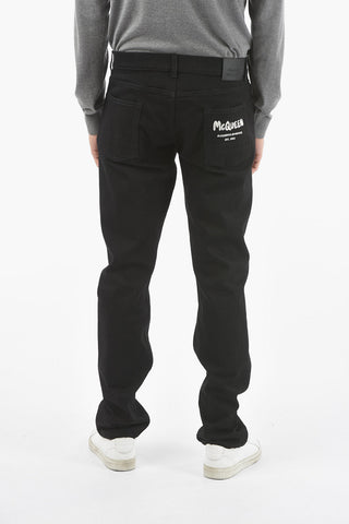 Embroidered Back Pocket Straight Fit Stretch Denims