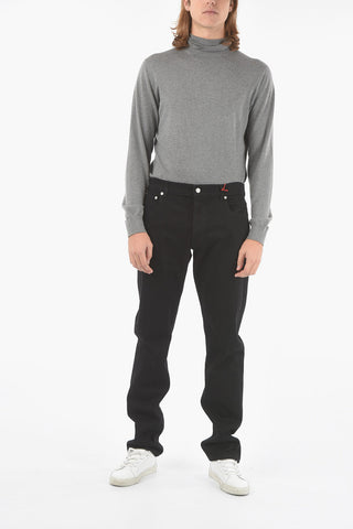 Embroidered Back Pocket Straight Fit Stretch Denims