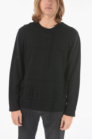 Maglia Girocollo in Cashmere con Dettagli Lace-up