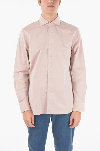Camicia in Popeline di Cotone con Collo Francese