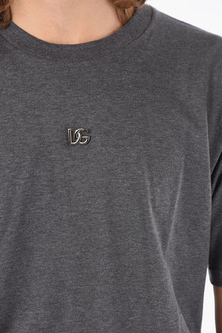 Jersey T-shirt with Logoed Plate