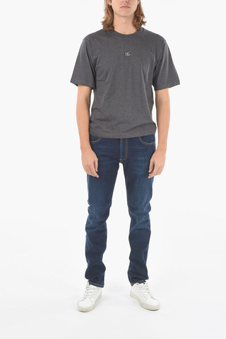 Jersey T-shirt with Logoed Plate