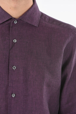 Linen Shirt with Spread Collar