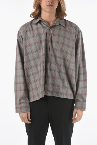 Standard Collar PLAID GRUNGE Plaid Check Wool Shirt