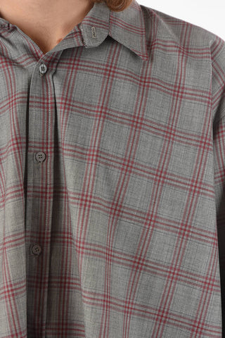 Standard Collar PLAID GRUNGE Plaid Check Wool Shirt