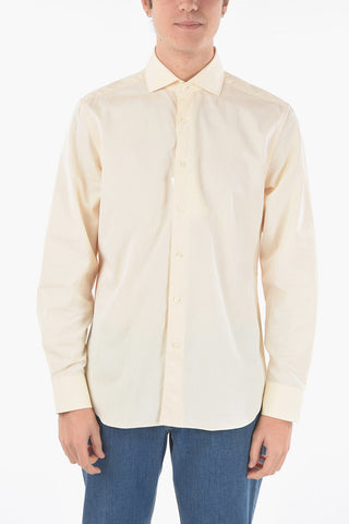 Camicia in Popeline di Cotone con Collo Francese
