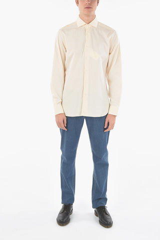Camicia in Popeline di Cotone con Collo Francese