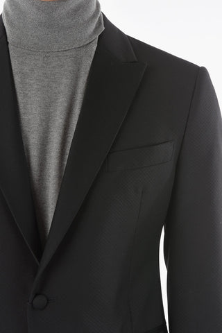 EMPORIO Virgin Wool EVENING Lined Suit with Satin Peak Lapel