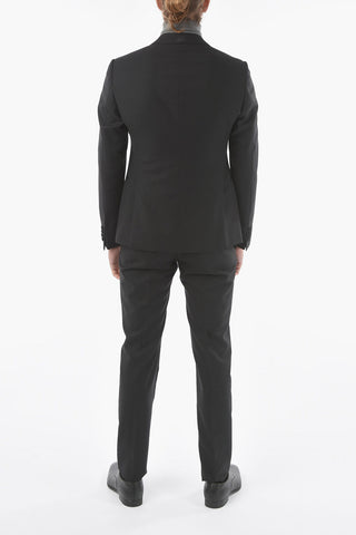 EMPORIO Virgin Wool EVENING Lined Suit with Satin Peak Lapel