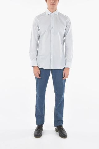 Camicia a Righe Hairline con Collo Francese