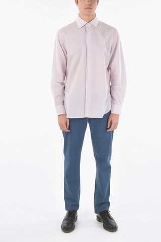Popeline Cotton Shirt with Spread Collar
