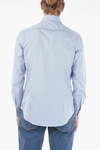 Spread Collar Popelin Cotton Shirt