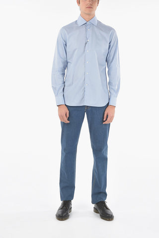 Spread Collar Popelin Cotton Shirt