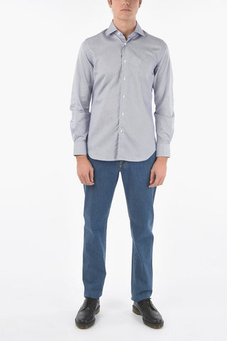 Micro Checked Spread Collar Shirt