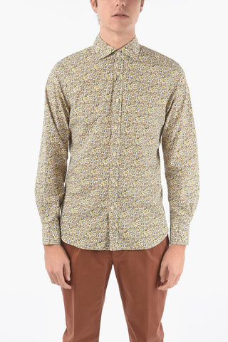 Floral Patterned Spread Collar Shirt