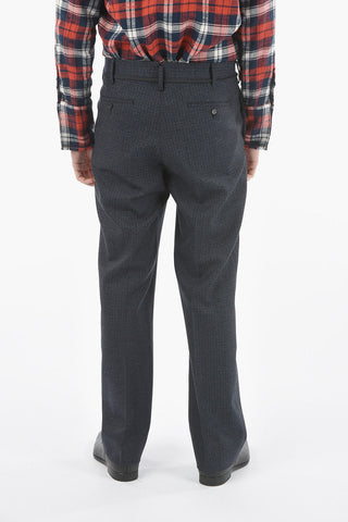 Pantaloni in Lana Vergine Pied de Poule con Coulisse in Vita