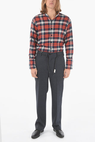 Pantaloni in Lana Vergine Pied de Poule con Coulisse in Vita