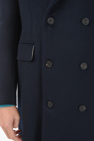 Double-breasted YUKIO Peak Lapel Wool and Cashmere Coat