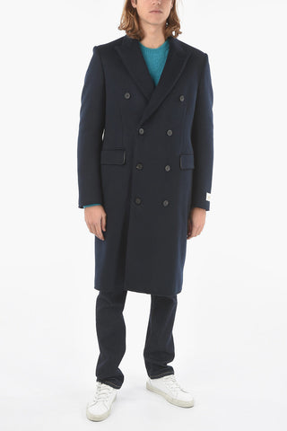 Double-breasted YUKIO Peak Lapel Wool and Cashmere Coat