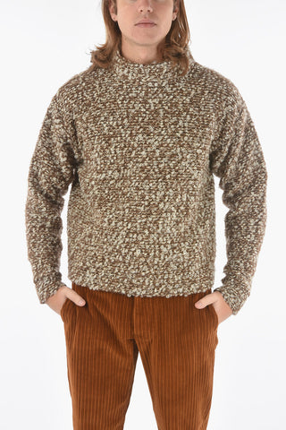 Pullover a Collo Alto in Misto Lana Bouclè