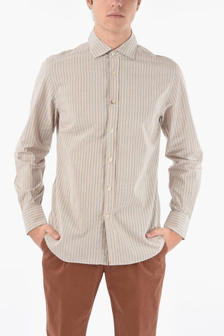 Camicia a Righe Balanced con Collo Francese