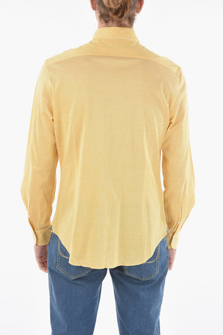 Camicia in Jersey di Cotone con Collo Francese