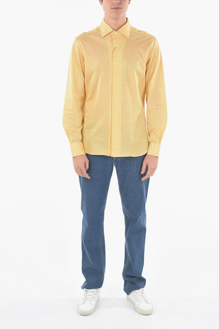 Camicia in Jersey di Cotone con Collo Francese