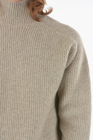 Mock Neck Wool Blend Pullover