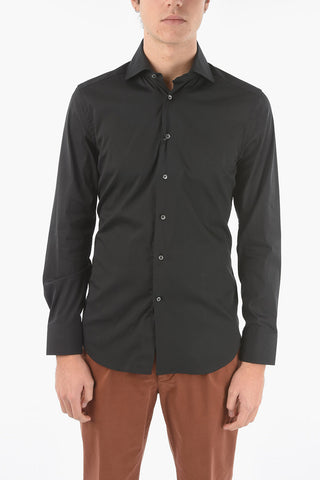 Popeline Cotton Slim Fit Shirt with Spread Collar