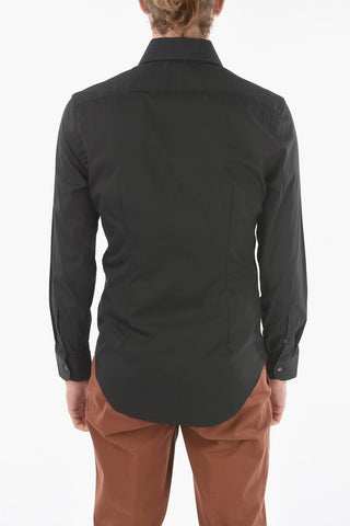 Popeline Cotton Slim Fit Shirt with Spread Collar