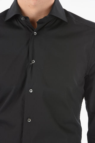 Popeline Cotton Slim Fit Shirt with Spread Collar