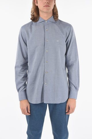 ID Camicia a Tinta Unita con Collo Francese