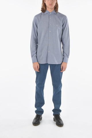 ID Camicia a Tinta Unita con Collo Francese