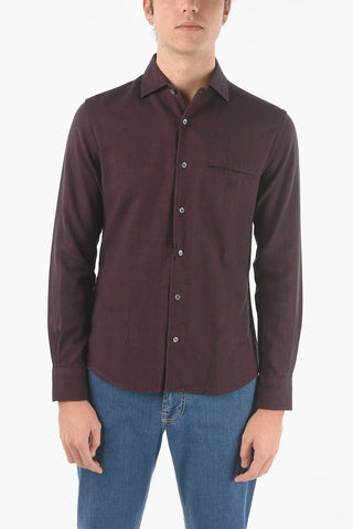 ID Herringbone Cotton Shirt with Breast-pocket