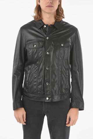 Breast-pocket Leather Overshirt