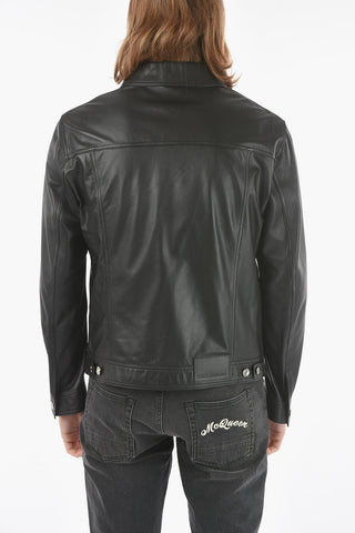 Breast-pocket Leather Overshirt