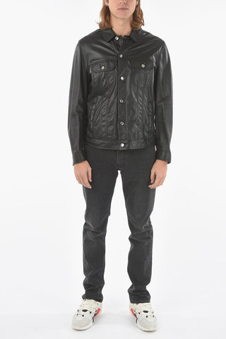 Breast-pocket Leather Overshirt