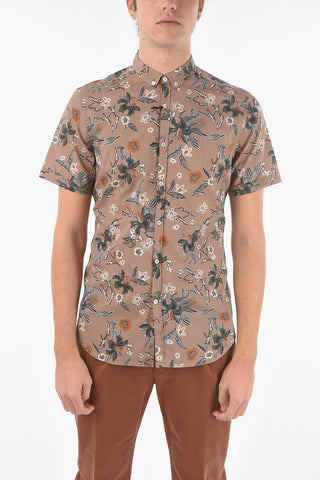 CC COLLECTION Floral Patterned Short Sleeve Button-Down Collar Shirt