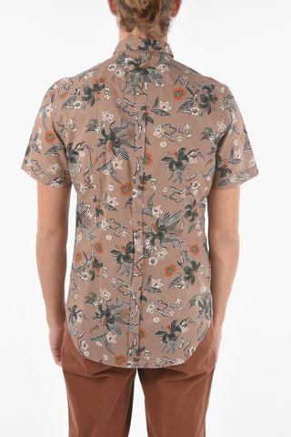 CC COLLECTION Floral Patterned Short Sleeve Button-Down Collar Shirt