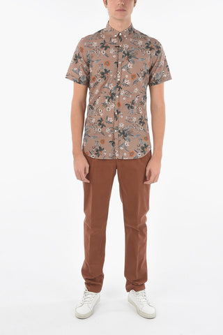 CC COLLECTION Floral Patterned Short Sleeve Button-Down Collar Shirt