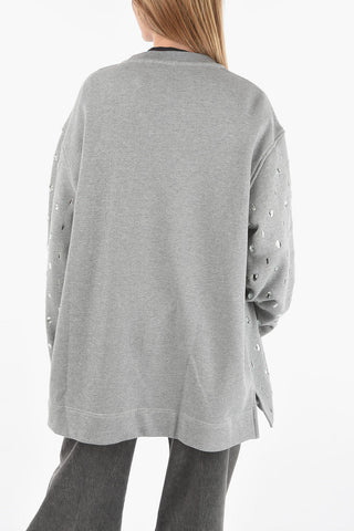 Felpa Girocollo Oversized HARRIS in Cotone con Cristalli All-Over