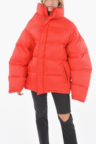 Oversized Padded Bomber Jacket with High Neck