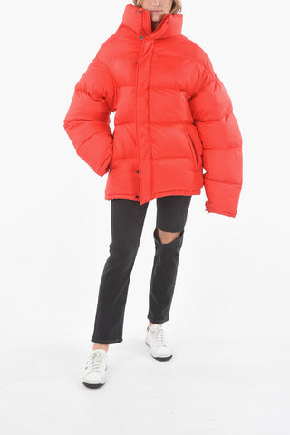 Oversized Padded Bomber Jacket with High Neck