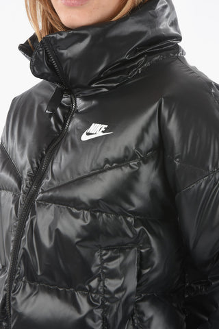 Maxi Faux Leather Puffer Coat