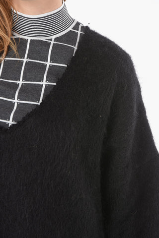 Boiled-wool Oversized V-neck Sweater