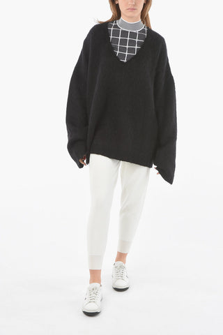 Boiled-wool Oversized V-neck Sweater