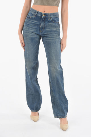 Mid-wash Flared Jeans with 5 Pockets