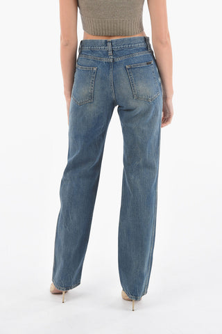 Mid-wash Flared Jeans with 5 Pockets